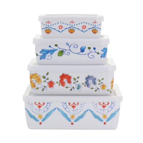 Gibson Home® 8-Piece Anaya Rectangular Nesting Food Storage Set | 6.75" x 5.5" x 2.5" | Michaels®